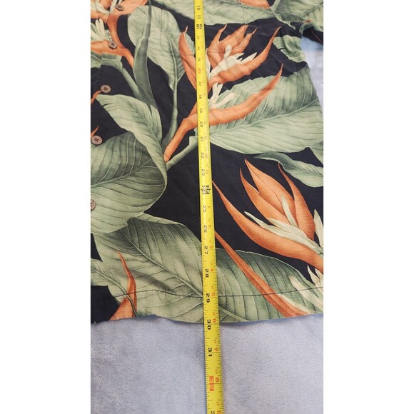 Tommy Bahama Men's XL Black 100% Silk Floral Leaves Button Down Shirt - Picture 5 of 6